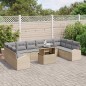 vidaXL Set di Divani da Giardino con 11 Pezzi e Cuscini in Rattan Sintetico Beige