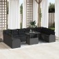 vidaXL Set di divani da giardino in 11 pezzi con cuscini in rattan sintetico nero
