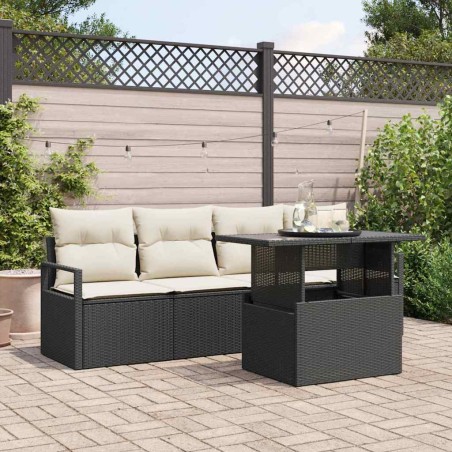vidaXL Set da Giardino 5 Pezzi con Cuscini, Rattan Nero