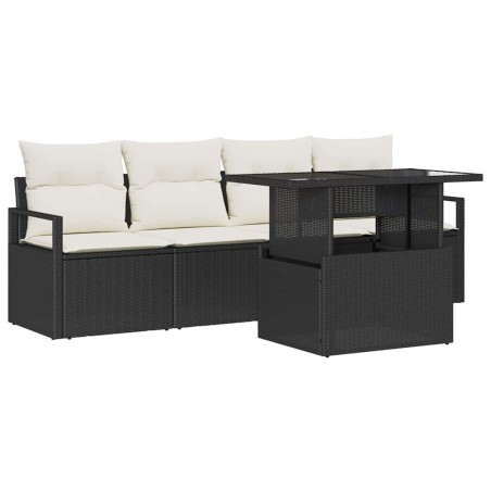 vidaXL Set da Giardino 5 Pezzi con Cuscini, Rattan Nero