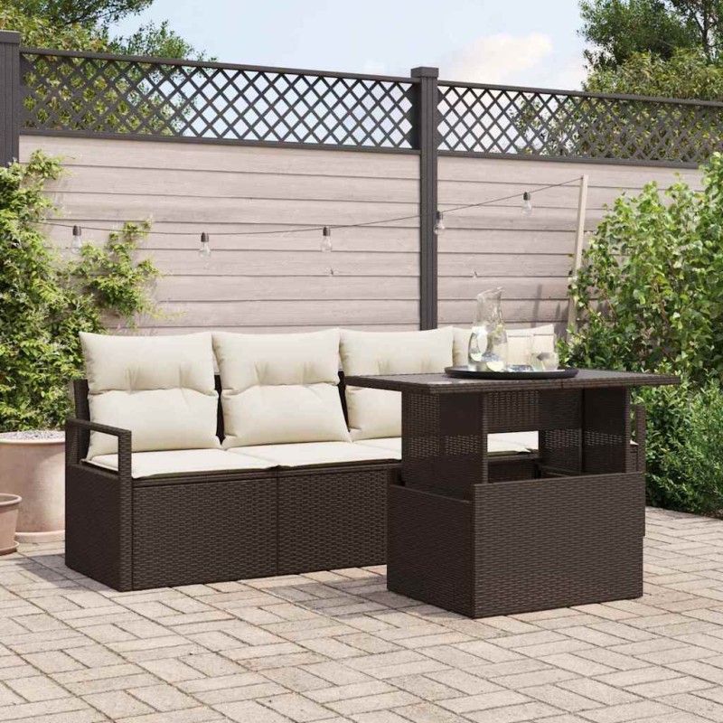 vidaXL Set di Sofà da Giardino a 5 Pezzi con Cuscini Marroni in Rattan