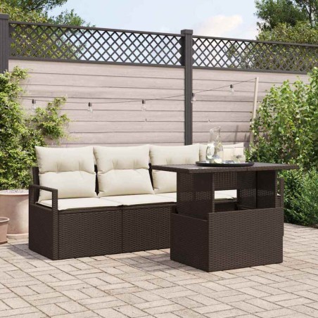 vidaXL Set di Sofà da Giardino a 5 Pezzi con Cuscini Marroni in Rattan