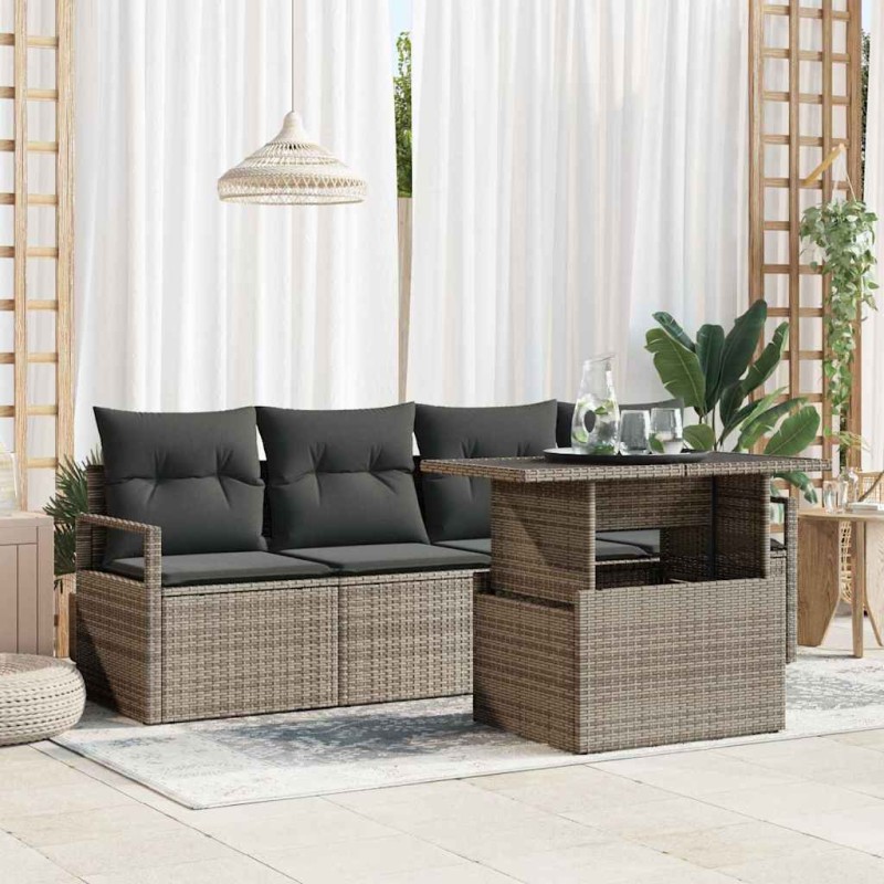 vidaXL Set Divano da Giardino 5 Pezzi con Cuscini Grigi