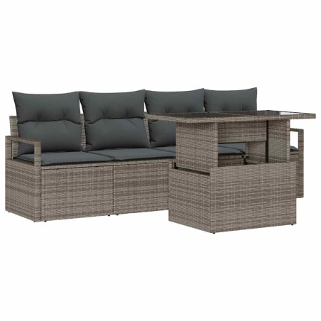 vidaXL Set Divano da Giardino 5 Pezzi con Cuscini Grigi