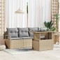 vidaXL Set da giardino 5 pezzi con cuscini beige in rattan poliestere