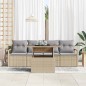 vidaXL Set da giardino 5 pezzi con cuscini beige in rattan poliestere