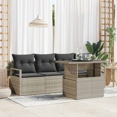 vidaXL Set di divani da giardino 5 pezzi con cuscini grigi
