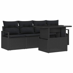 vidaXL Set di sofà da giardino a 5 pezzi con cuscini neri in rattan sintetico