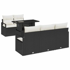 vidaXL Set di divani da giardino , 6 pezzi con cuscini in rattan nero.