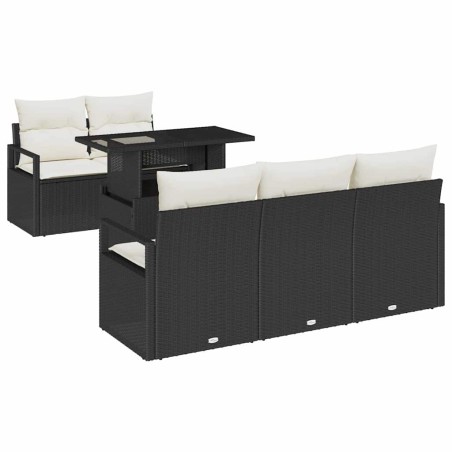 vidaXL Set di divani da giardino , 6 pezzi con cuscini in rattan nero.