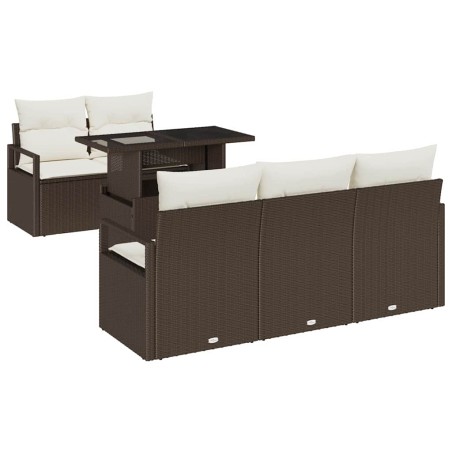 vidaXL Set Divano da Giardino - 6 Pezzi con Cuscini in Marrone Polyrattan
