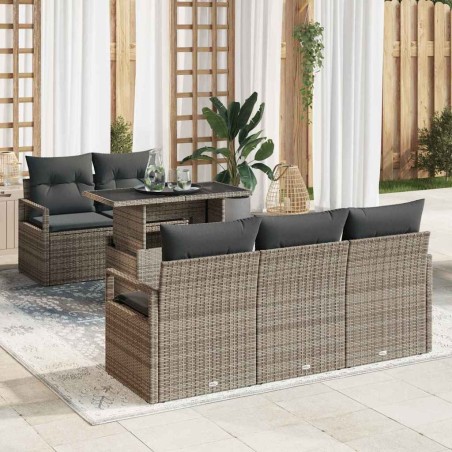 vidaXL Set di divani da giardino , 6 pezzi, con cuscini, rattan sintetico, grigio.