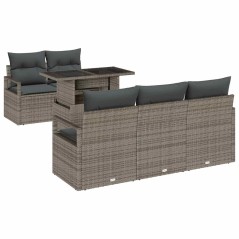 vidaXL Set di divani da giardino , 6 pezzi, con cuscini, rattan sintetico, grigio.