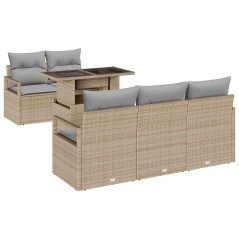 vidaXL Set di divani da giardino , 6 pezzi in rattan sintetico beige con cuscini.