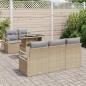 vidaXL Set di divani da giardino , 6 pezzi in rattan sintetico beige con cuscini.