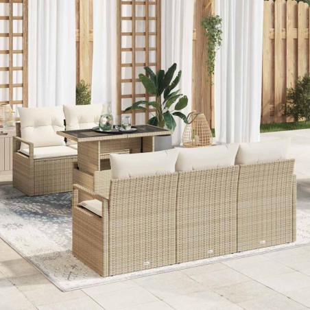 vidaXL Set di Divani da Giardino 6 Pezzi con Cuscini Beige in Rattan Sintetico