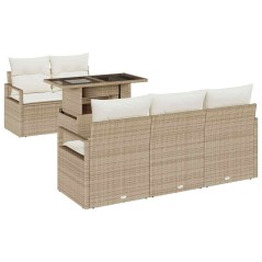 vidaXL Set di Divani da Giardino 6 Pezzi con Cuscini Beige in Rattan Sintetico