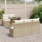 vidaXL Set di Divani da Giardino 6 Pezzi con Cuscini Beige in Rattan Sintetico