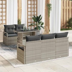 vidaXL Set Divano da Giardino con Cuscini - 6 Pezzi in Rattan Polietilene Grigio Chiaro