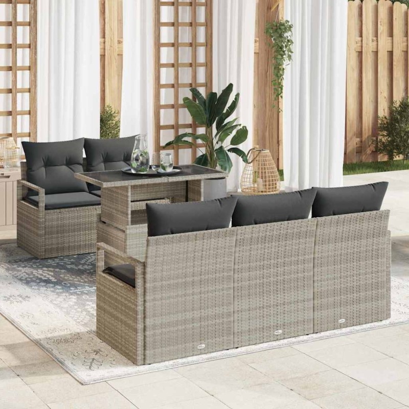 vidaXL Set Divano da Giardino con Cuscini - 6 Pezzi in Rattan Polietilene Grigio Chiaro