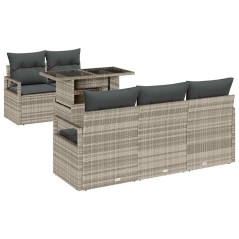 vidaXL Set Divano da Giardino con Cuscini - 6 Pezzi in Rattan Polietilene Grigio Chiaro