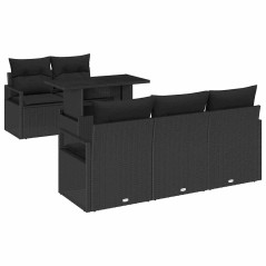 vidaXL Set di divani da giardino 6 pezzi con cuscini in rattan sintetico nero