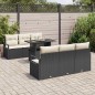 vidaXL Set di divani da giardino di , 7 pezzi con cuscini neri in rattan plastico.
