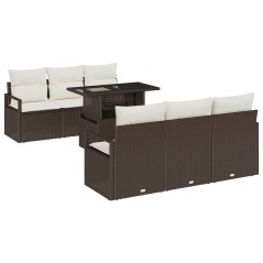 vidaXL Set da Giardino di 7 Pezzi con Cuscini in Rattan Sintetico Marrone