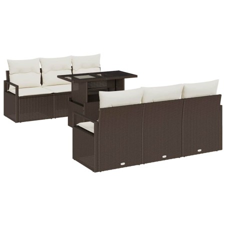 vidaXL Set da Giardino di 7 Pezzi con Cuscini in Rattan Sintetico Marrone