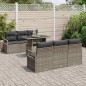 vidaXL Set Divano da Giardino 7 Pezzi con Cuscini Grigi in Rattan Sintetico