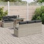 vidaXL Set di divani da giardino 7 pezzi con cuscini grigio chiaro in polyrattan