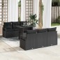 vidaXL Set di divani da giardino 7 pezzi con cuscini in rattan nero