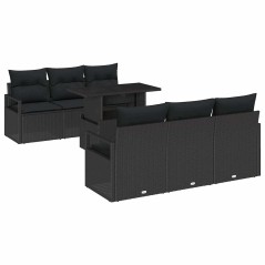 vidaXL Set di divani da giardino 7 pezzi con cuscini in rattan nero
