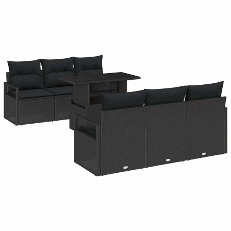 vidaXL Set di divani da giardino 7 pezzi con cuscini in rattan nero