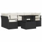 vidaXL Set da Giardino 7 Pezzi con Cuscini in Rattan Nero