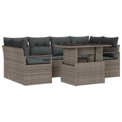 vidaXL Set da Giardino di 7 Pezzi con Cuscini Grigi in Rattan Resina
