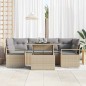 vidaXL Set di divani da giardino 7 pezzi con cuscini beige in polirattan