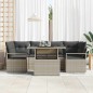 vidaXL Set da giardino in polyrattan da 7 pezzi con cuscini grigio chiaro