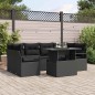 vidaXL Set Giardino 7 Pezzi con Cuscini in Rattan Sintetico Nero