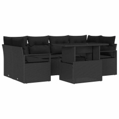 vidaXL Set Giardino 7 Pezzi con Cuscini in Rattan Sintetico Nero