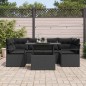 vidaXL Set Giardino 7 Pezzi con Cuscini in Rattan Sintetico Nero