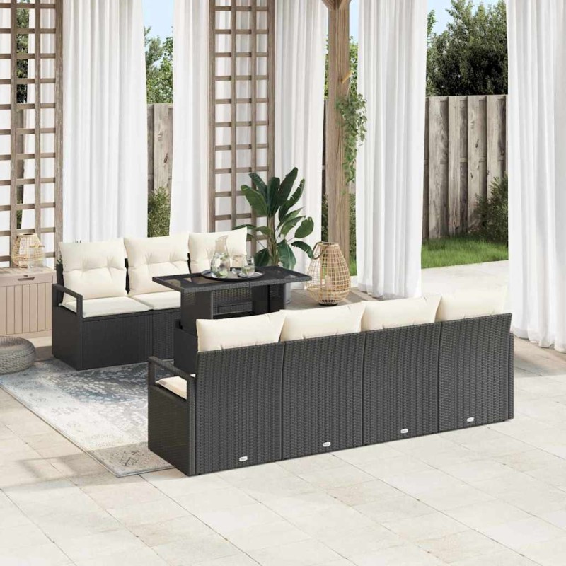 vidaXL Set di divani da giardino 8 pezzi con cuscini neri