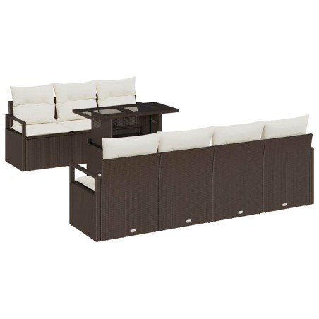 vidaXL Set da Giardino in Rattan Sintetico, 8 Pezzi con Cuscini Marroni.