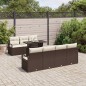 vidaXL Set da Giardino in Rattan Sintetico, 8 Pezzi con Cuscini Marroni.