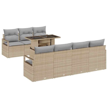 vidaXL Set da Giardino in 8 Pezzi con Cuscini Beige in Rattan Sintetico