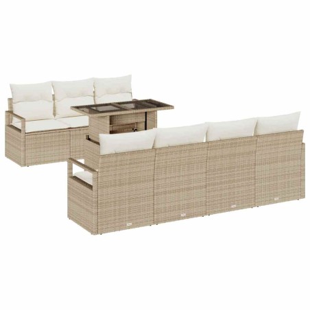vidaXL Set di divani da giardino in 8 pezzi con cuscini beige in rattan sintetico