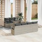 vidaXL Set divano da giardino in 8 pezzi con cuscini grigio chiaro in rattan sintetico