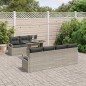 vidaXL Set divano da giardino in 8 pezzi con cuscini grigio chiaro in rattan sintetico