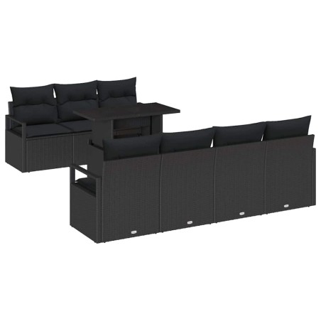 vidaXL Set da Giardino da 8 Pezzi con Cuscini in Rattan Nero
