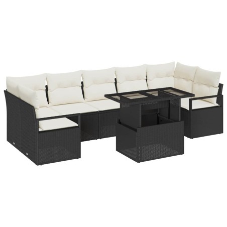 vidaXL Set di divani da giardino con 8 pezzi e cuscini in polirattan nero
